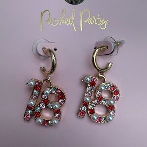 Packed Party Goldtone Celebrate "18” Earrings 1 Pair